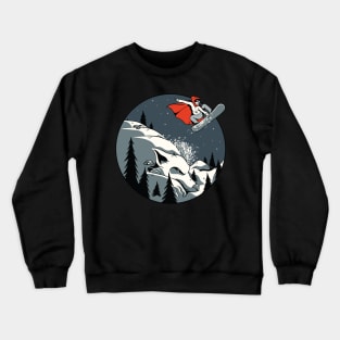 Little Red Ridding Hood Snowboarding Down the Snow White Wolf Mountain Crewneck Sweatshirt